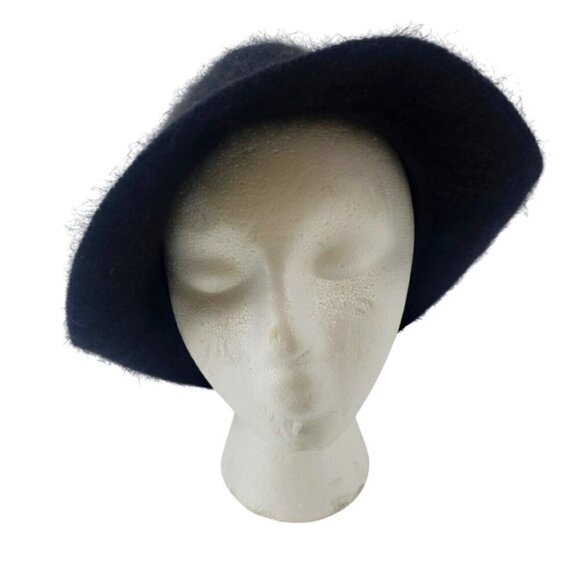 The Hats Company Accessories - Vintage Black Rabbit hair Wool Fluffy Bucket Hat